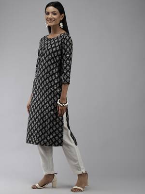 Black printed polyester kurtas-and-kurtis 2