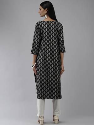 Black printed polyester kurtas-and-kurtis 3