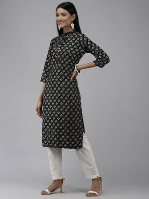Black printed polyester kurtas-and-kurtis 2