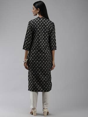 Black printed polyester kurtas-and-kurtis 3
