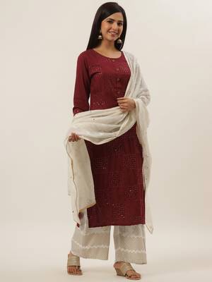 Maroon solid rayon ethnic-kurtis 2
