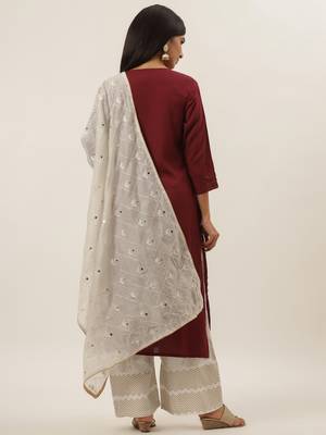 Maroon solid rayon ethnic-kurtis 3