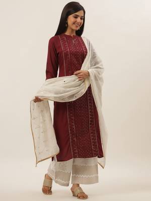 Maroon solid rayon ethnic-kurtis 2