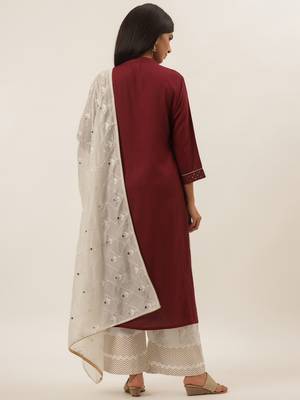 Maroon solid rayon ethnic-kurtis 3