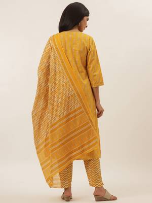 Mustard printed cotton ethnic-kurtis 3