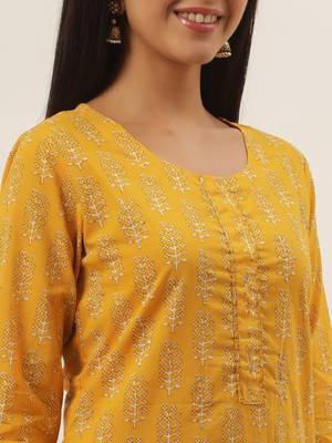 Mustard printed cotton ethnic-kurtis 4