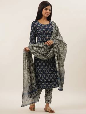 Blue printed cotton ethnic-kurtis 2