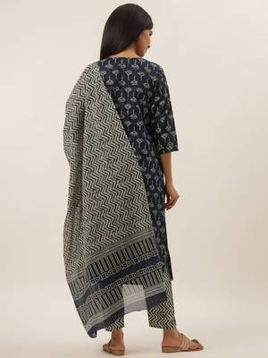 Blue printed cotton ethnic-kurtis 3