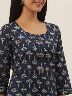 Blue printed cotton ethnic-kurtis 4