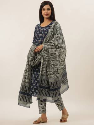 Blue printed cotton ethnic-kurtis 5