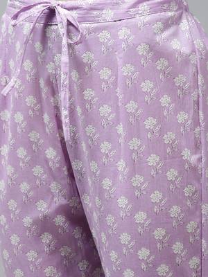 Lavender printed cotton ethnic-kurtis 5