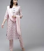 Pink printed cotton ethnic-kurtis