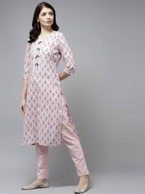 Pink printed cotton ethnic-kurtis 2