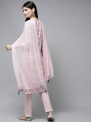 Pink printed cotton ethnic-kurtis 3