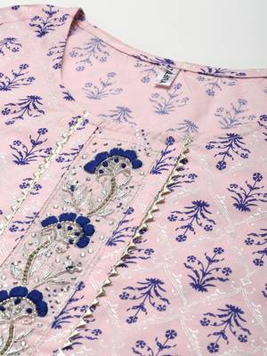Pink printed cotton ethnic-kurtis 4
