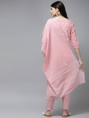 Pink printed cotton ethnic-kurtis 3