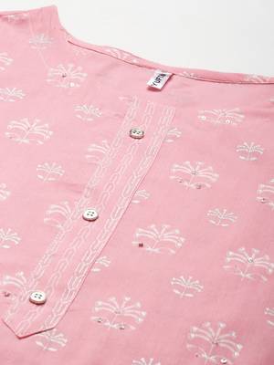 Pink printed cotton ethnic-kurtis 4