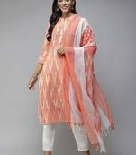 Orange printed cotton ethnic-kurtis