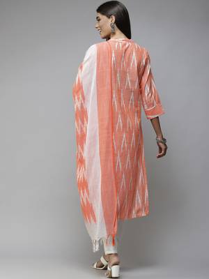 Orange printed cotton ethnic-kurtis 3