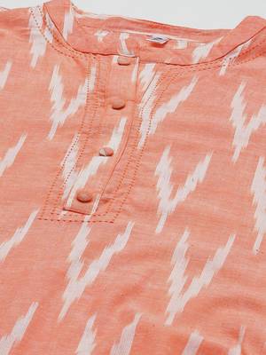 Orange printed cotton ethnic-kurtis 4