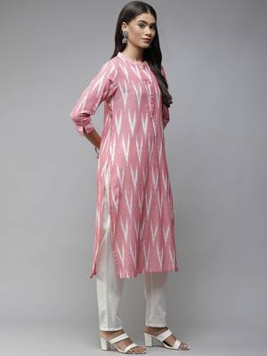 Pink printed cotton ethnic-kurtis 2