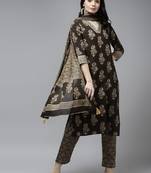Brown printed cotton ethnic-kurtis