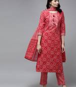 Red printed cotton ethnic-kurtis