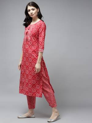 Red printed cotton ethnic-kurtis 2
