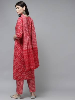 Red printed cotton ethnic-kurtis 3