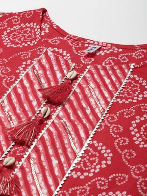 Red printed cotton ethnic-kurtis 4