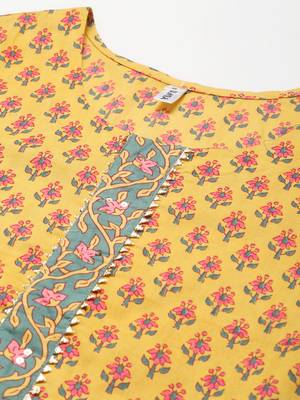 Mustard printed cotton ethnic-kurtis 4