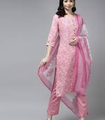 Pink printed cotton ethnic-kurtis