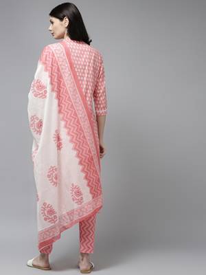 Peach printed cotton ethnic-kurtis 3