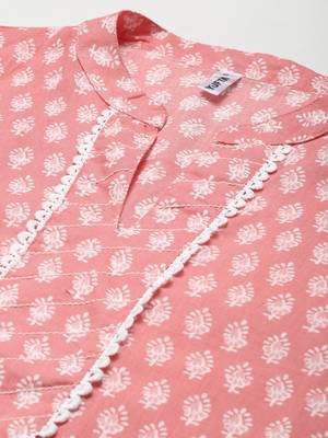 Peach printed cotton ethnic-kurtis 4