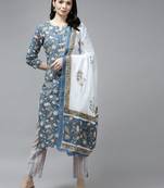 Blue printed cotton ethnic-kurtis