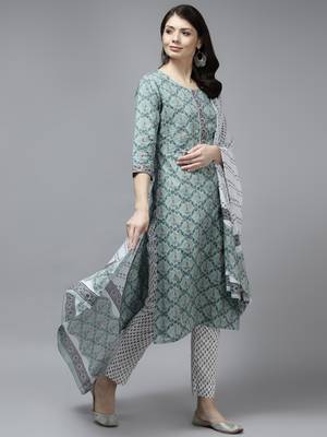 Blue printed cotton ethnic-kurtis 1