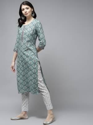 Blue printed cotton ethnic-kurtis 2