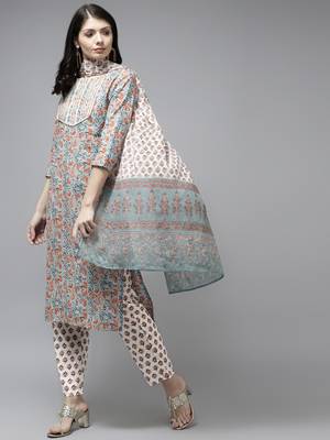 Blue printed cotton ethnic-kurtis 1