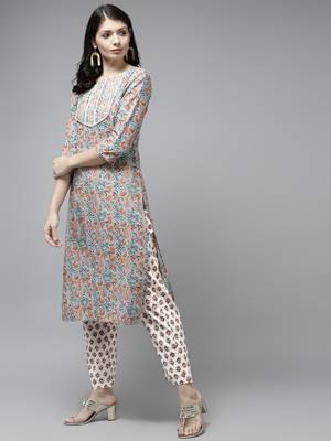 Blue printed cotton ethnic-kurtis 2