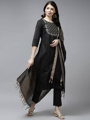 Black embroidered cotton ethnic-kurtis 1