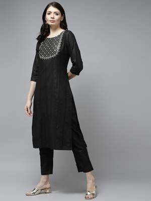 Black embroidered cotton ethnic-kurtis 2