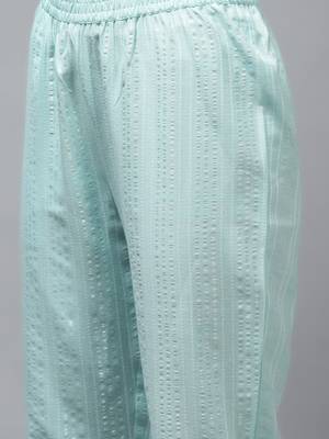 Turquoise printed cotton ethnic-kurtis 5
