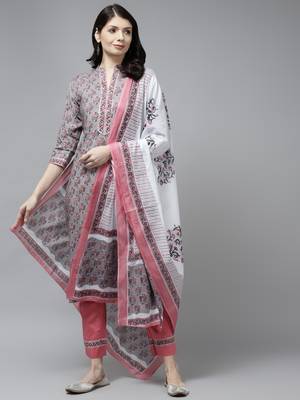 Grey printed cotton ethnic-kurtis 1