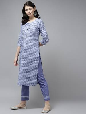 Blue printed cotton ethnic-kurtis 2