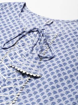 Blue printed cotton ethnic-kurtis 4