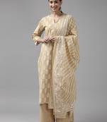 Beige printed cotton ethnic-kurtis