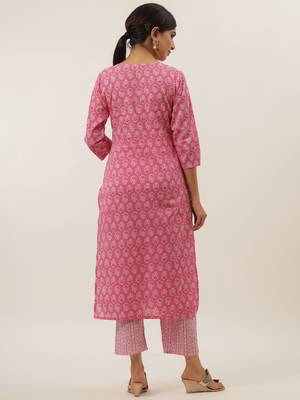 Pink printed cotton ethnic-kurtis 3
