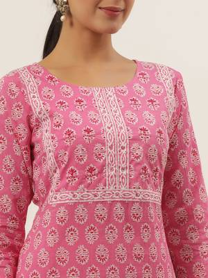 Pink printed cotton ethnic-kurtis 4