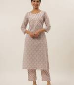 Lavender printed cotton ethnic-kurtis
