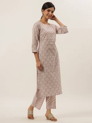 Lavender printed cotton ethnic-kurtis 2